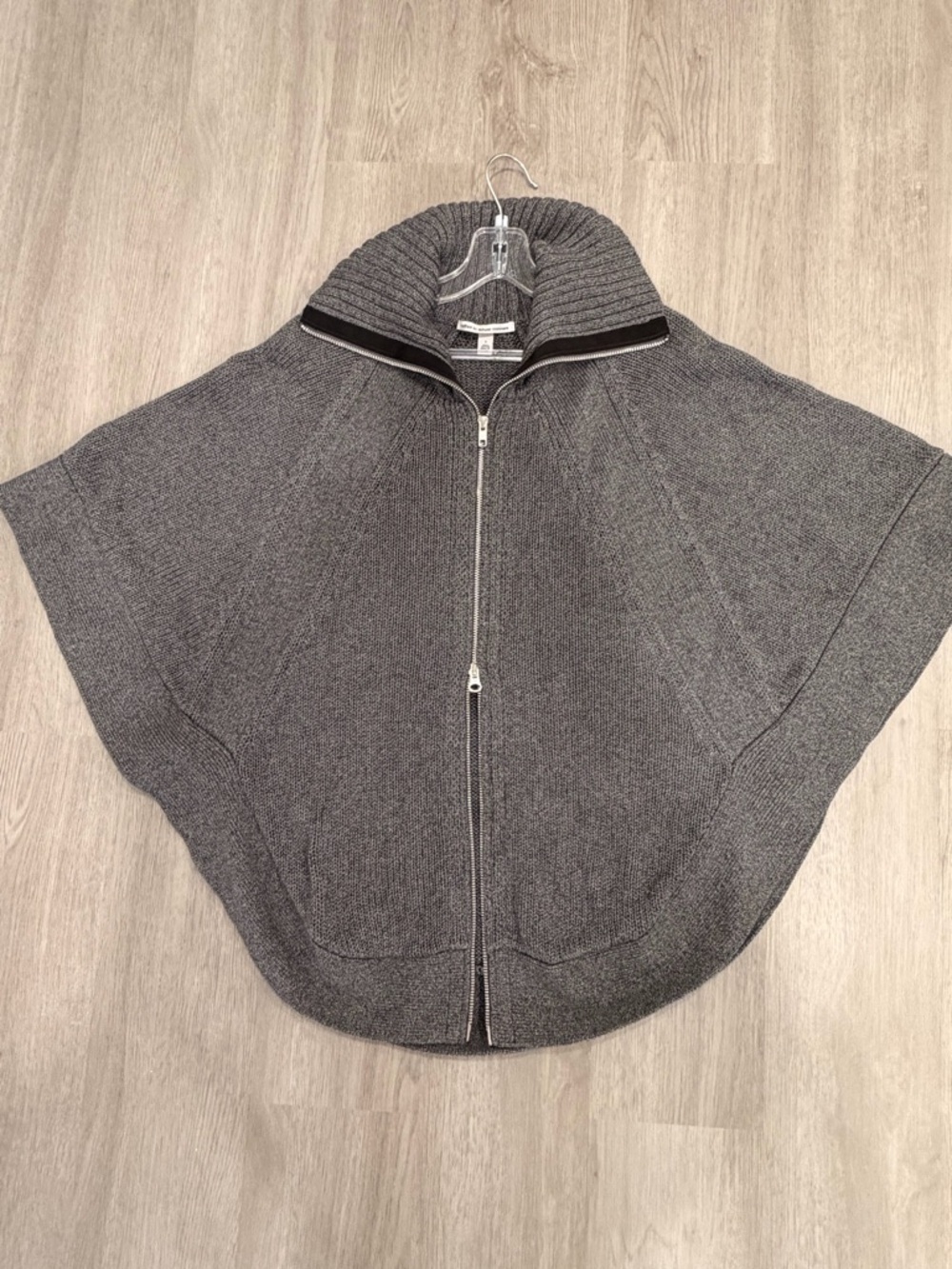 Cotton by Autumn Cashmere 100% Cotton Zip Up Poncho Sweater Charcoal Grey Small - Picture 2 of 13